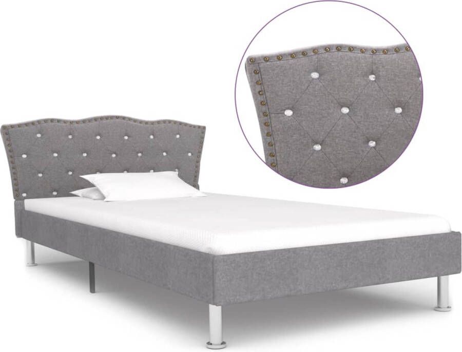 Decoways Bedframe stof lichtgrijs 90x200 cm