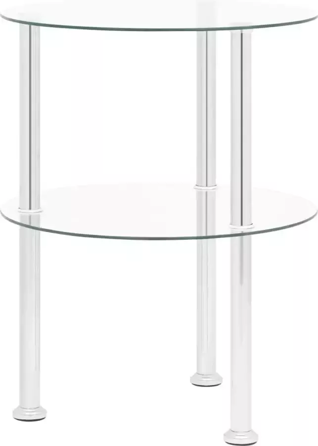 Decoways Bijzettafel 2-laags 38 cm gehard glas transparant