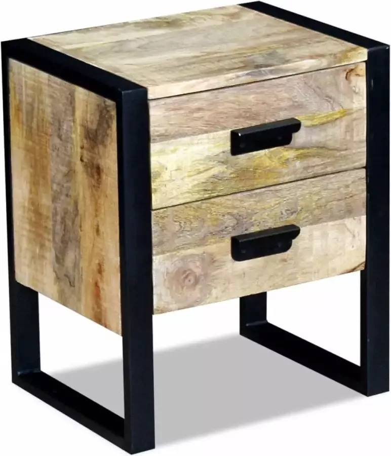 Decoways Bijzettafel met 2 lades 43x33x51 cm massief mangohout