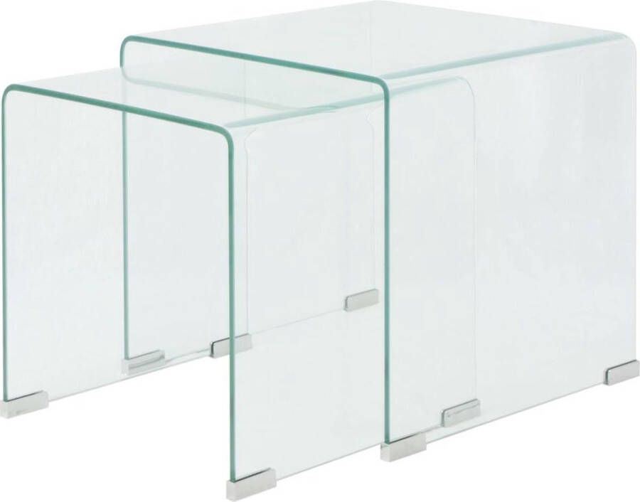 Decoways Bijzettafel set 2-dlg transparant gehard glas