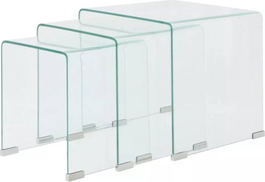 Decoways Bijzettafel set 3-dlg transparant gehard glas