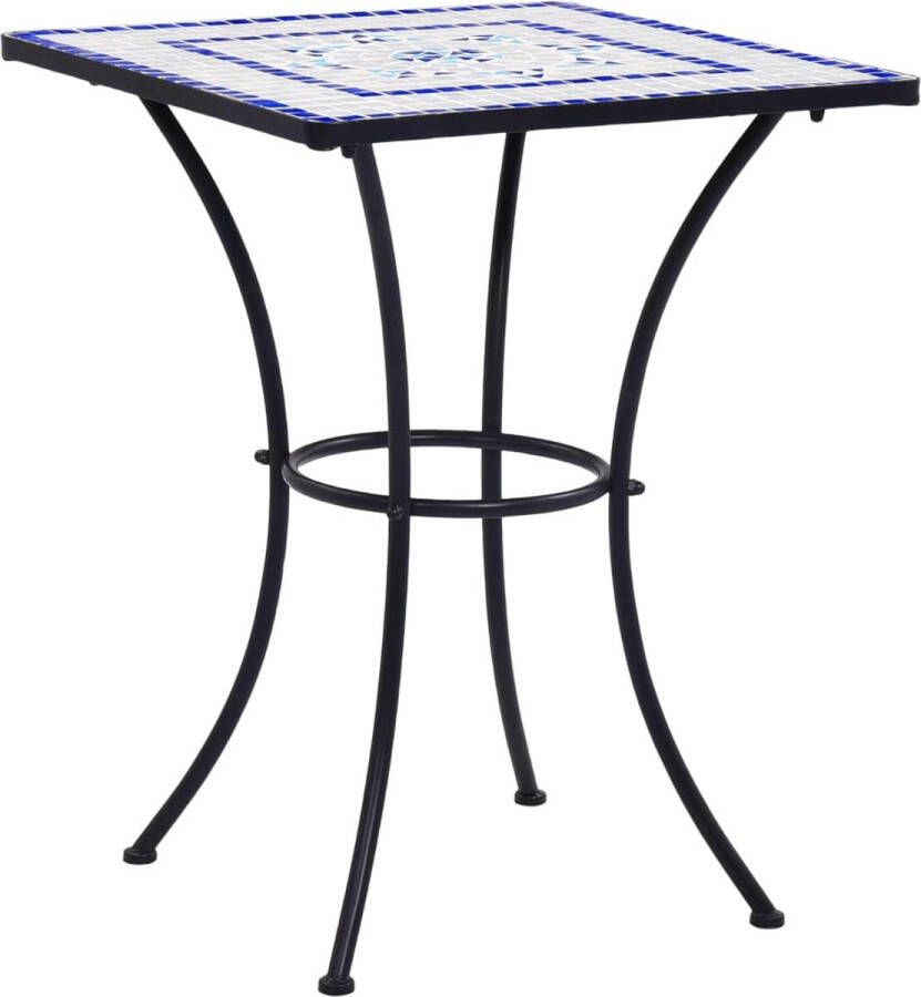 Decoways Bistrotafel mozaïek 60 cm keramiek blauw en wit