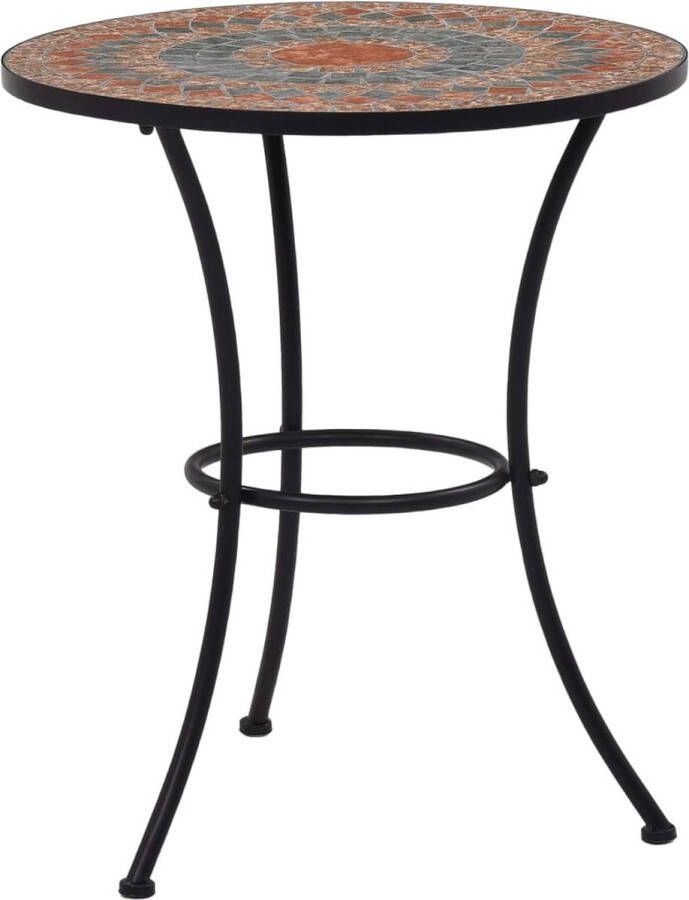 Decoways Bistrotafel mozaïek 60 cm keramiek oranje en grijs