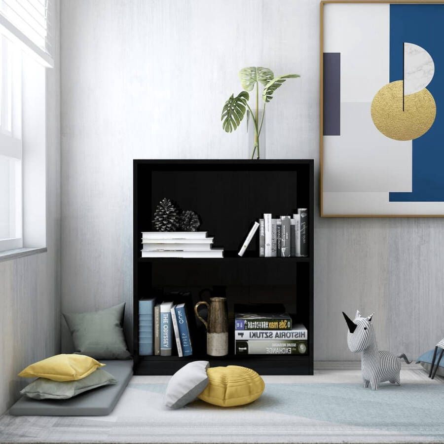 Decoways Boekenkast 60x24x74 5 cm spaanplaat hoogglans zwart