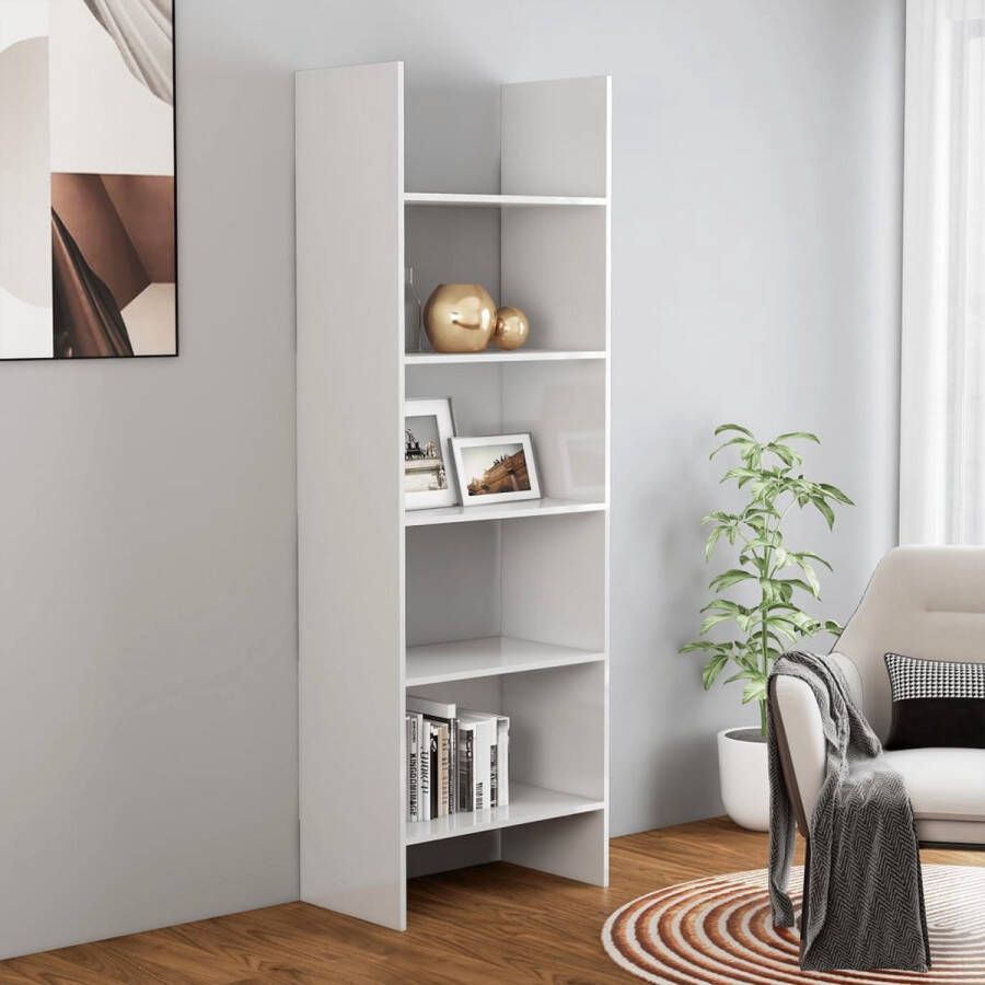 Decoways Boekenkast 60x35x180 cm spaanplaat hoogglans wit