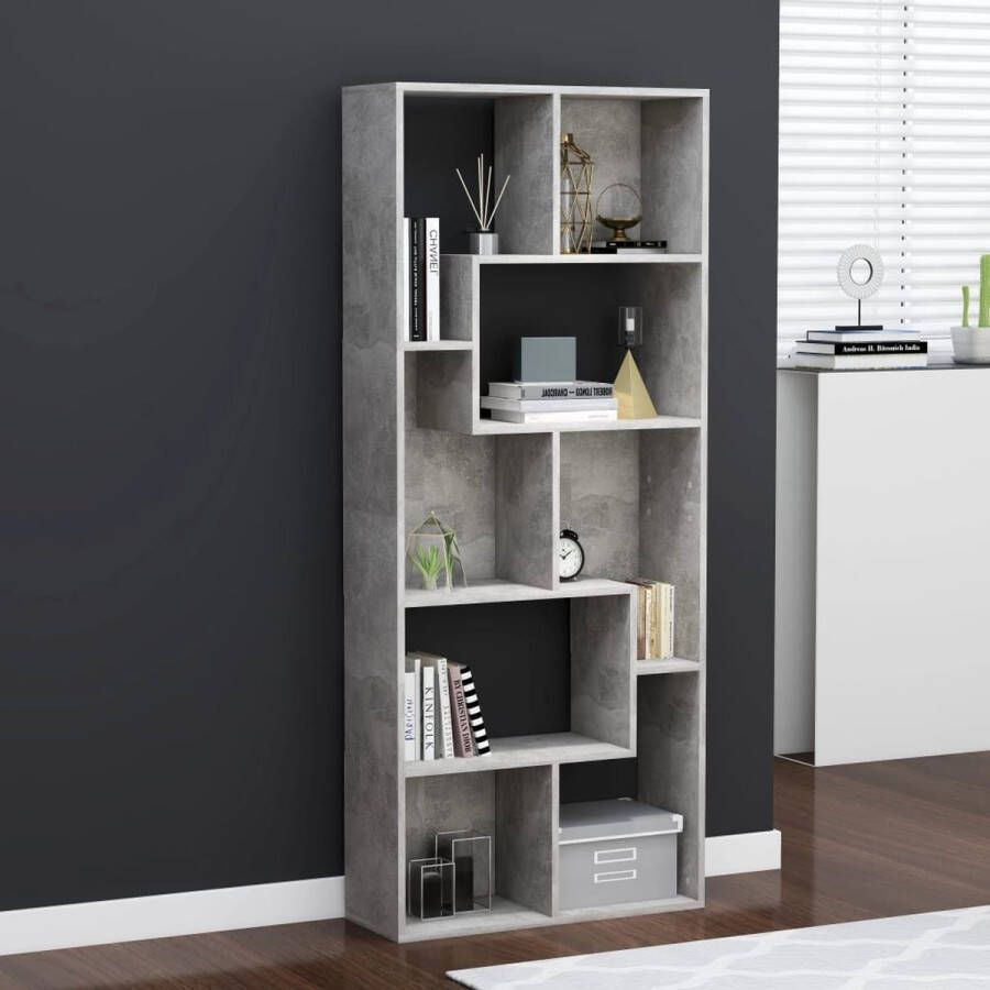 Decoways Boekenkast 67x24x161 cm spaanplaat betongrijs