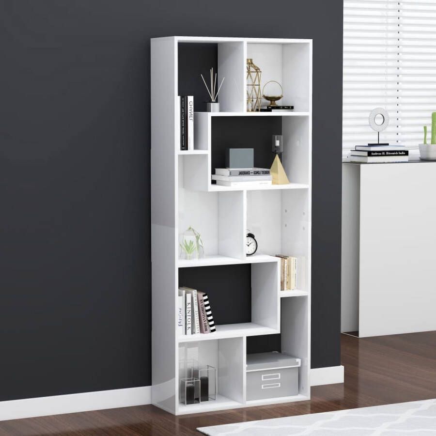 Decoways Boekenkast 67x24x161 cm spaanplaat hoogglans wit