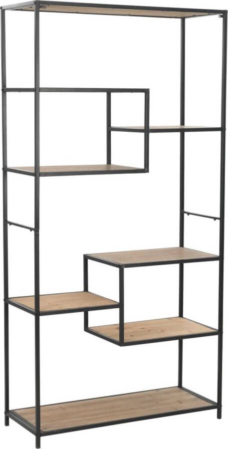 Decoways Boekenkast 90 5x35x180 cm massief vurenhout en staal