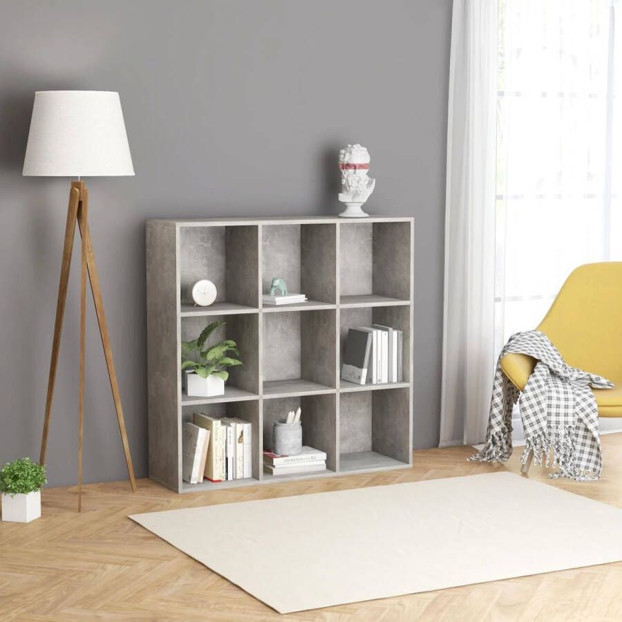 Decoways Boekenkast 98x30x98 cm spaanplaat betongrijs