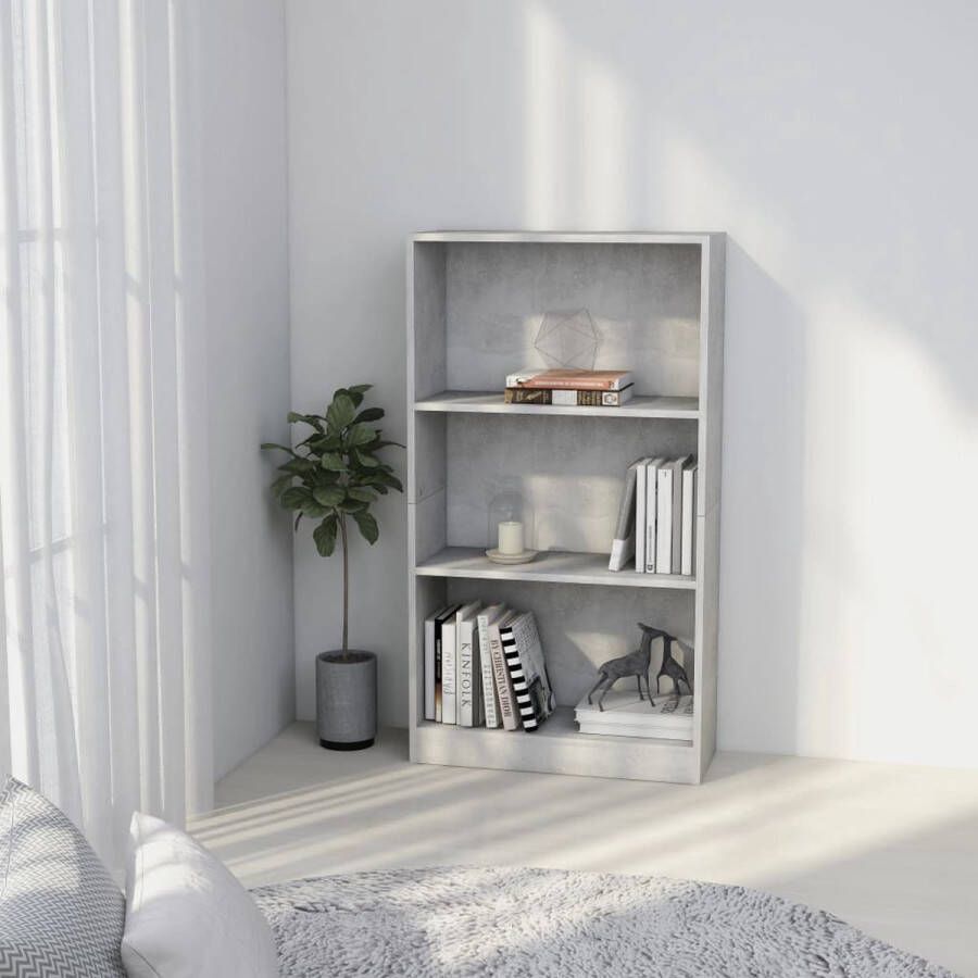 Decoways Boekenkast met 3 schappen 60x24x108 cm spaanplaat betongrijs