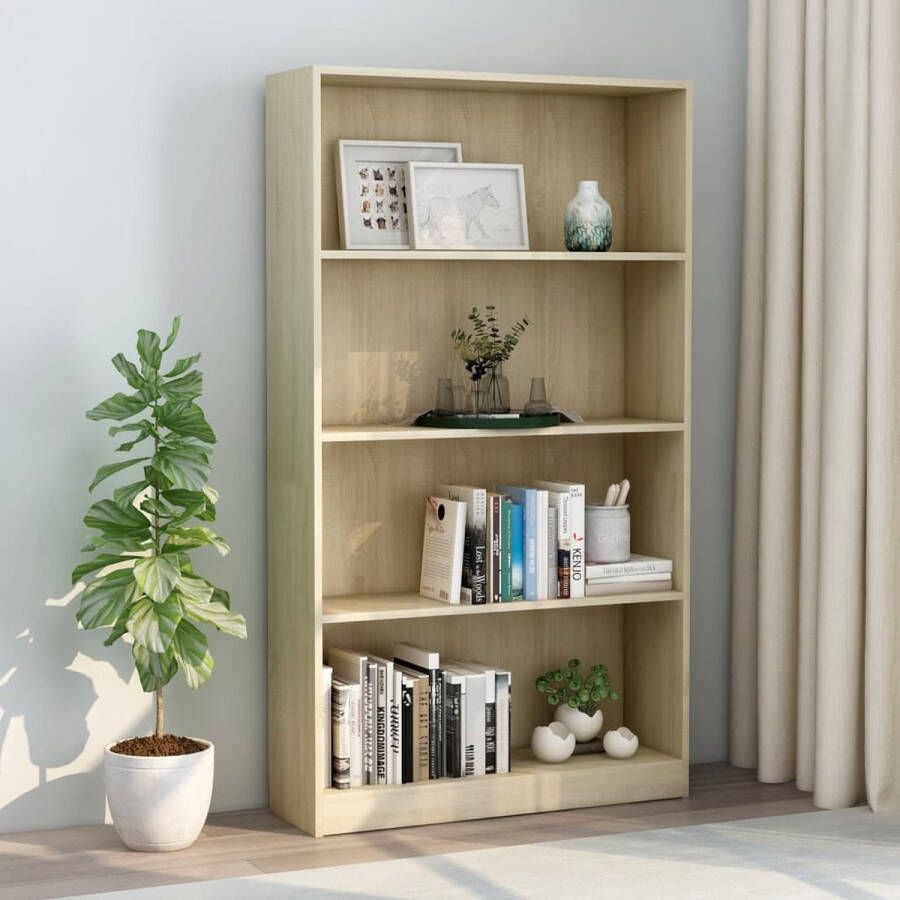 Decoways Boekenkast met 4 schappen 80x24x142 cm spaanplaat sonoma eiken