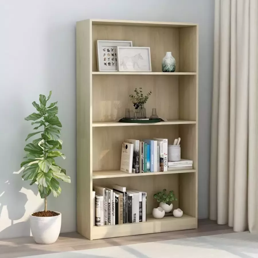 Decoways Boekenkast met 4 schappen 80x24x142 cm spaanplaat sonoma eiken