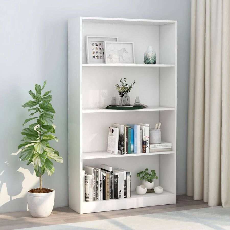 Decoways Boekenkast met 4 schappen 80x24x142 cm spaanplaat wit