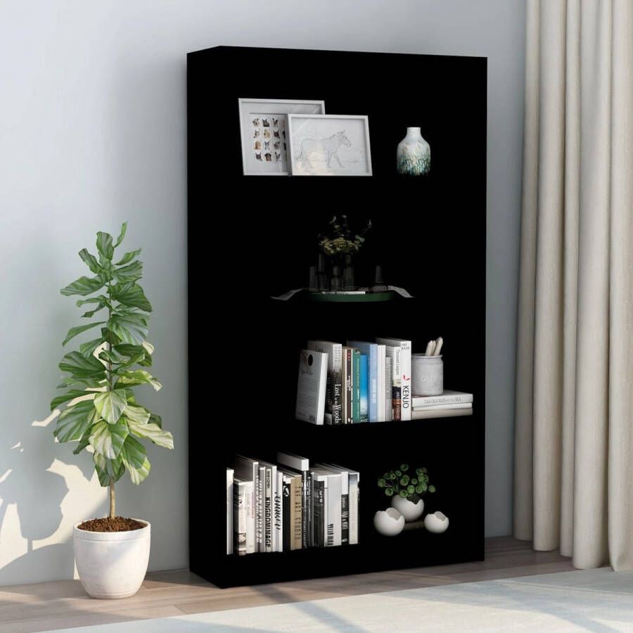 Decoways Boekenkast met 4 schappen 80x24x142 cm spaanplaat zwart