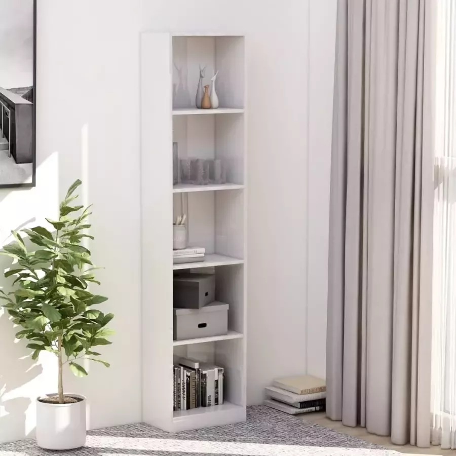 Decoways Boekenkast met 5 schappen 40x24x175 cm spaanplaat hoogglans wit