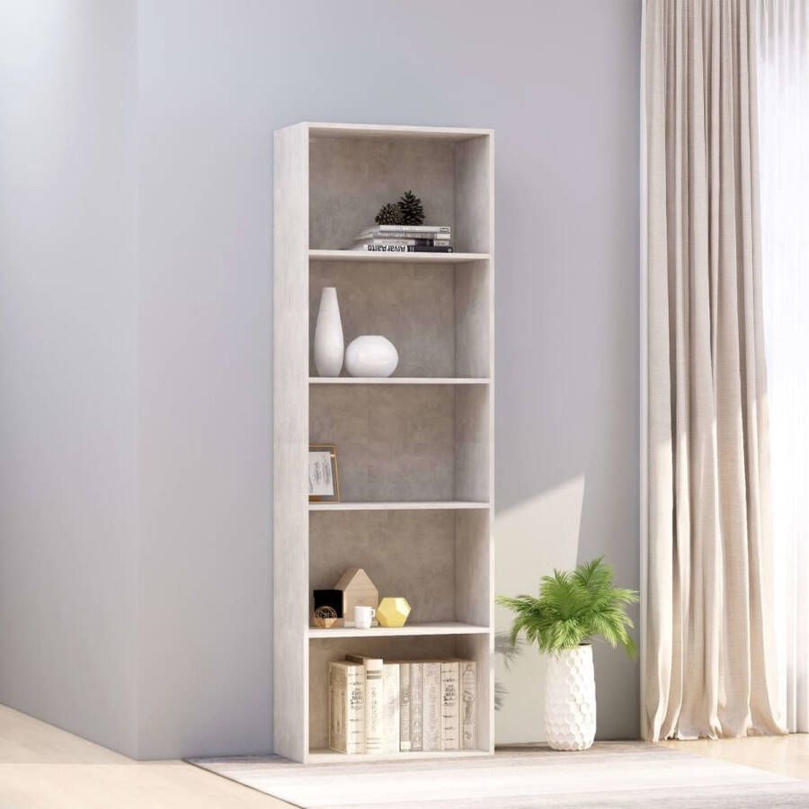 Decoways Boekenkast met 5 schappen 60x30x189 cm spaanplaat betongrijs