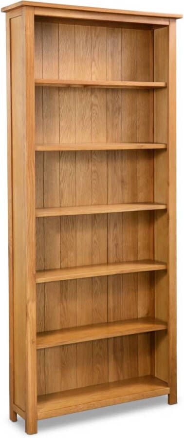 Decoways Boekenkast met 6 schappen 80x22 5x180 cm massief eikenhout