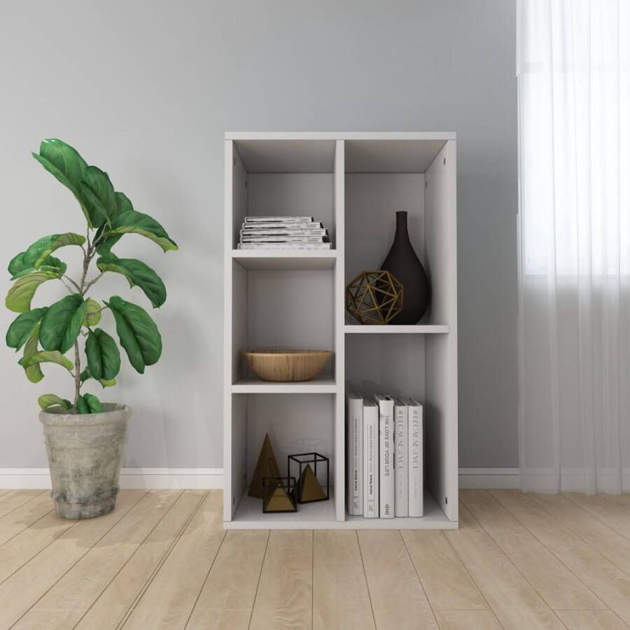 Decoways Boekenkast dressoir 50x25x80 cm spaanplaat hoogglans wit