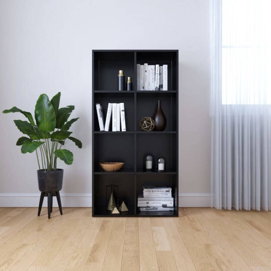 Decoways Boekenkast dressoir 66x30x130 cm spaanplaat zwart