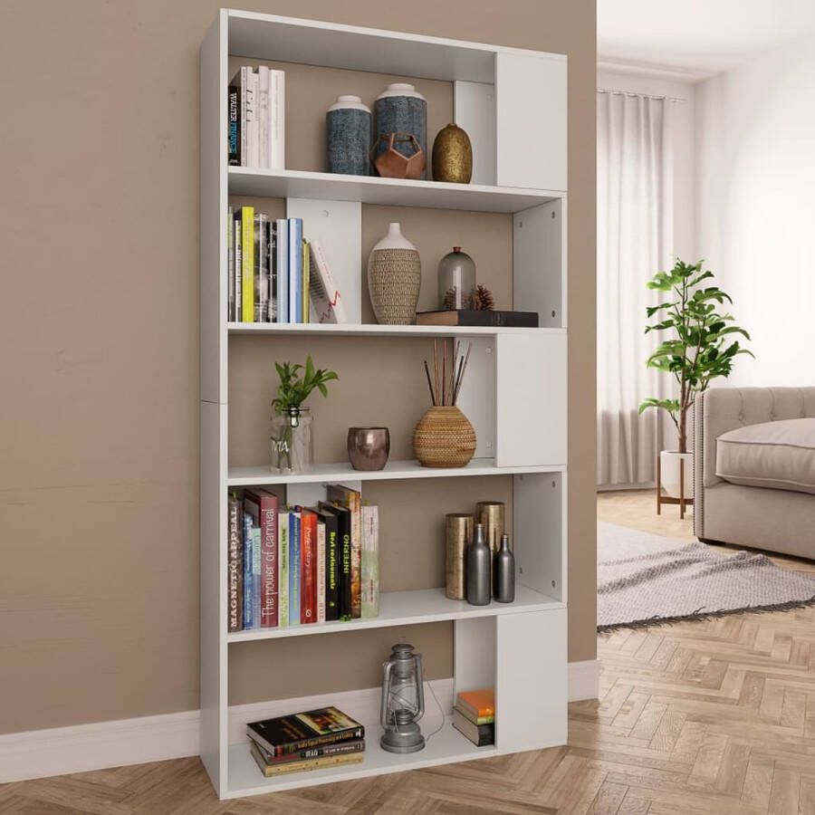 Decoways Boekenkast kamerscherm 80x24x159 cm spaanplaat wit