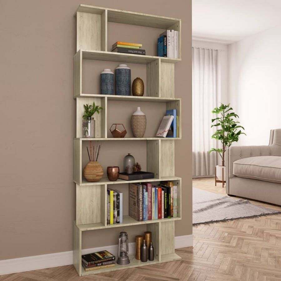 Decoways Boekenkast kamerscherm 80x24x192 cm spaanplaat sonoma eiken