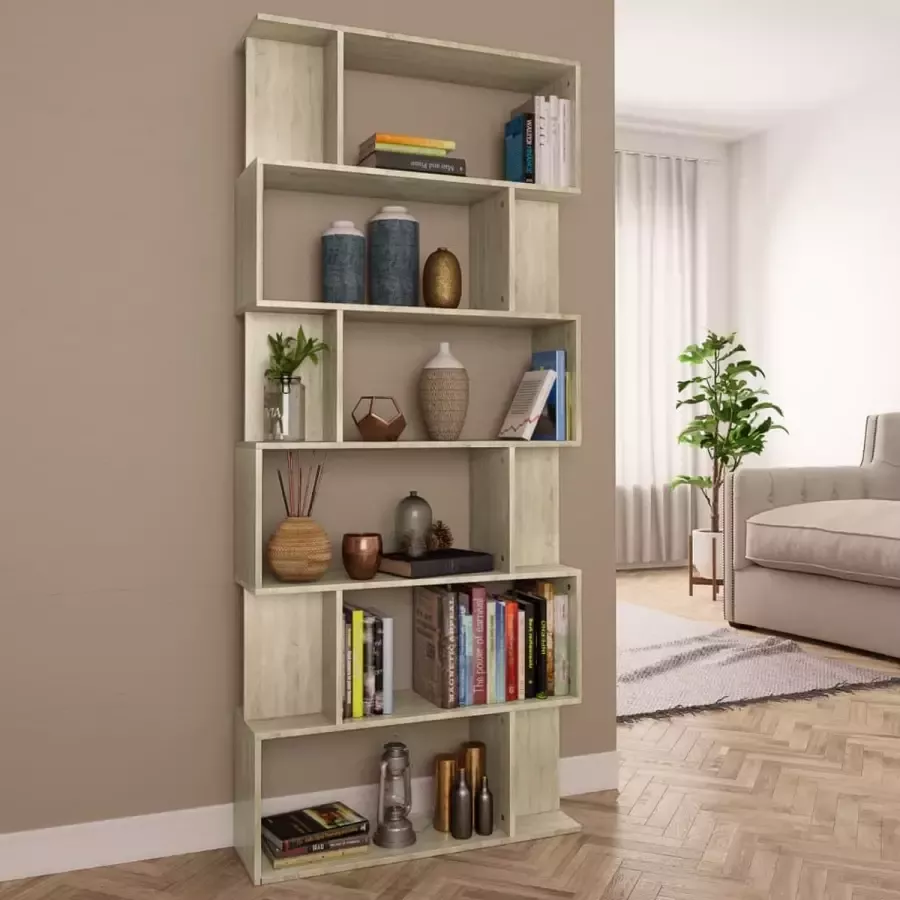 Decoways Boekenkast kamerscherm 80x24x192 cm spaanplaat sonoma eiken