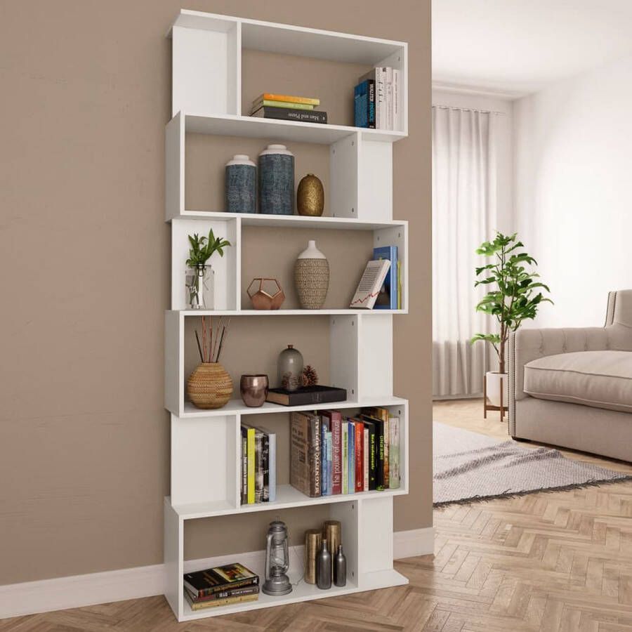 Decoways Boekenkast kamerscherm 80x24x192 cm spaanplaat wit