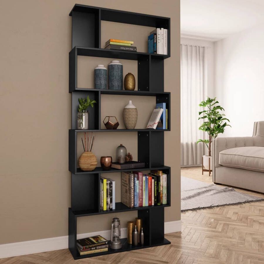 Decoways Boekenkast kamerscherm 80x24x192 cm spaanplaat zwart