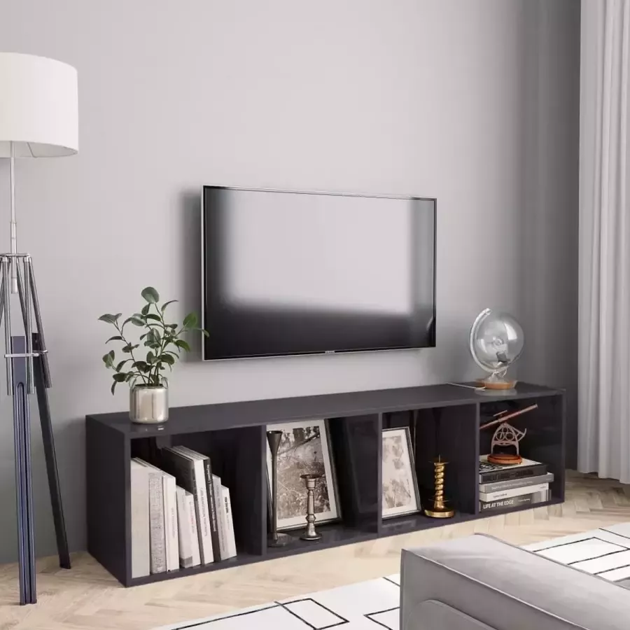 Decoways Boekenkast tv-meubel 143x30x36 cm hoogglans grijs