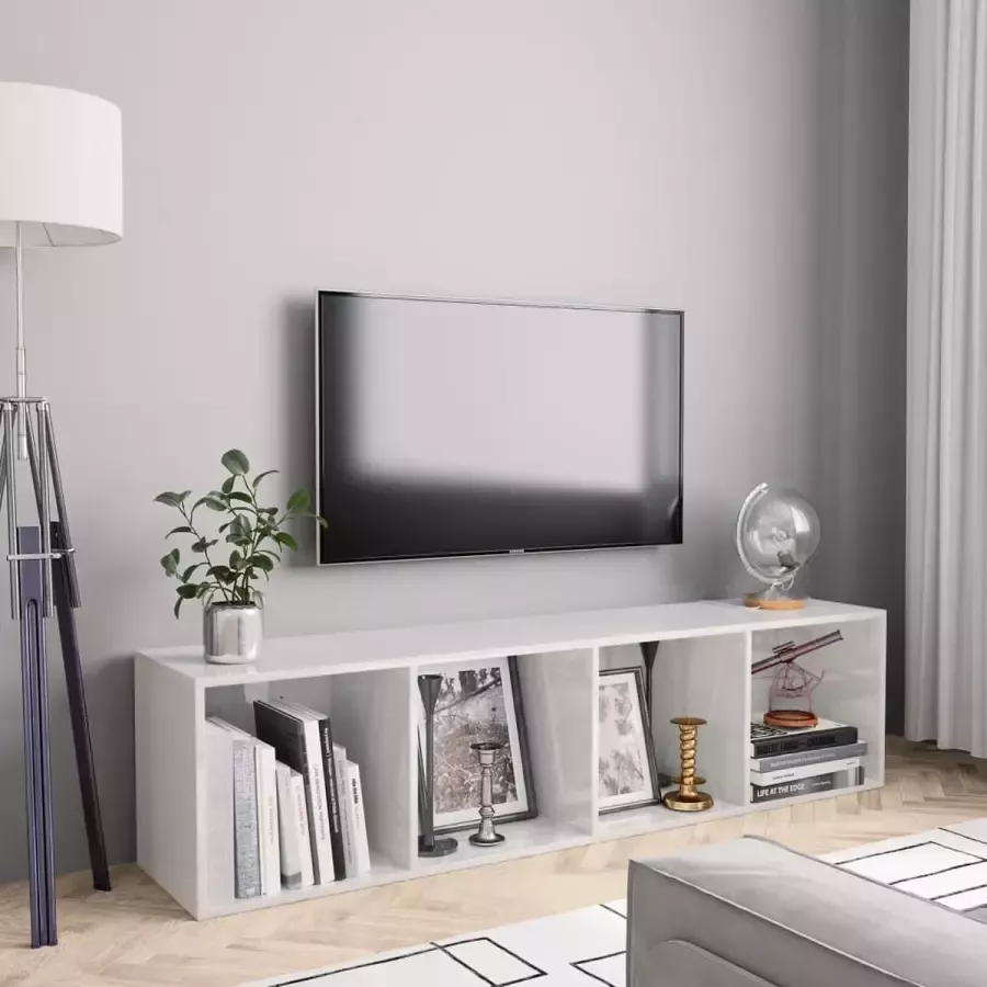 Decoways Boekenkast tv-meubel 143x30x36 cm hoogglans wit