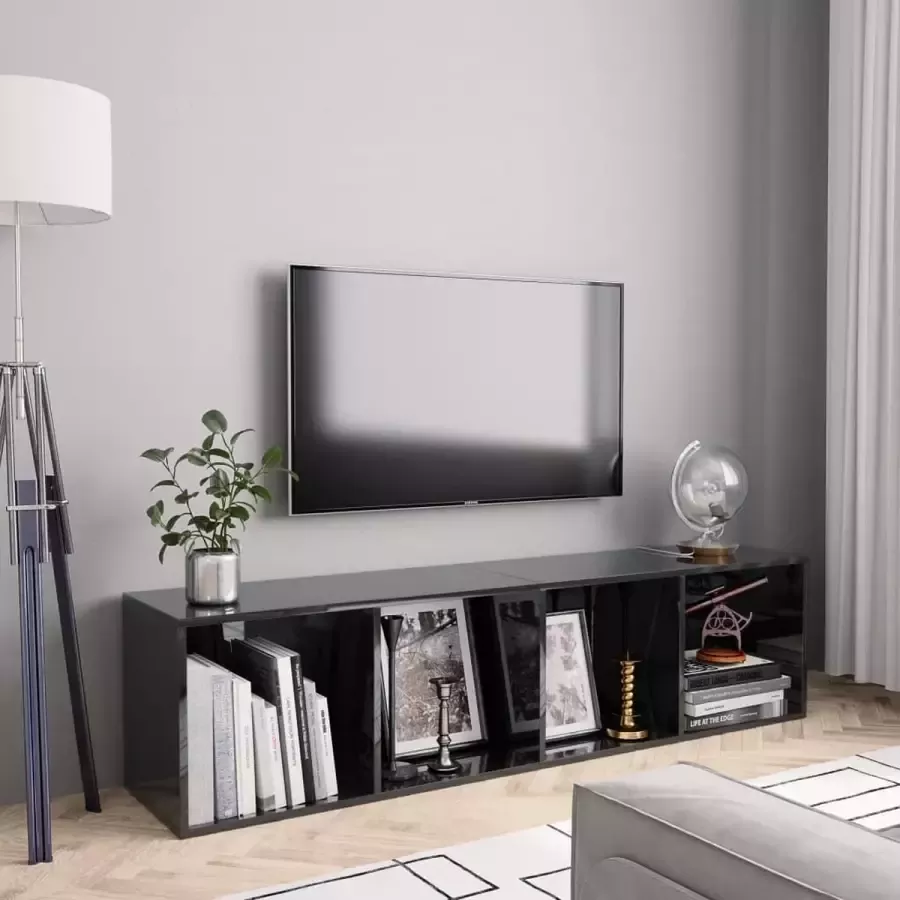 Decoways Boekenkast tv-meubel 143x30x36 cm hoogglans zwart