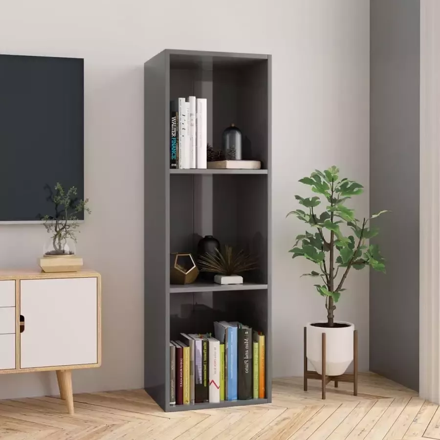 Decoways Boekenkast tv-meubel 36x30x114 cm spaanplaat hoogglans grijs