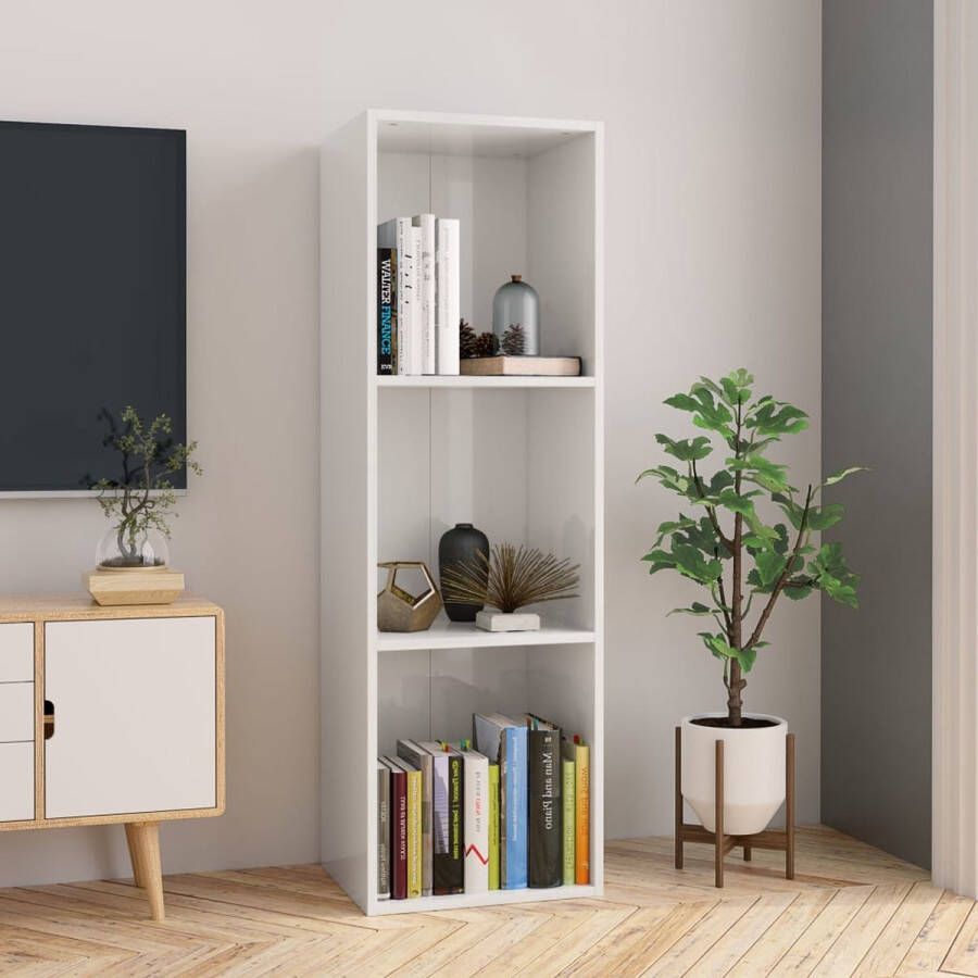 Decoways Boekenkast tv-meubel 36x30x114 cm spaanplaat hoogglans wit