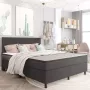 Decoways Boxspring stof donkergrijs 160x200 cm - Thumbnail 1