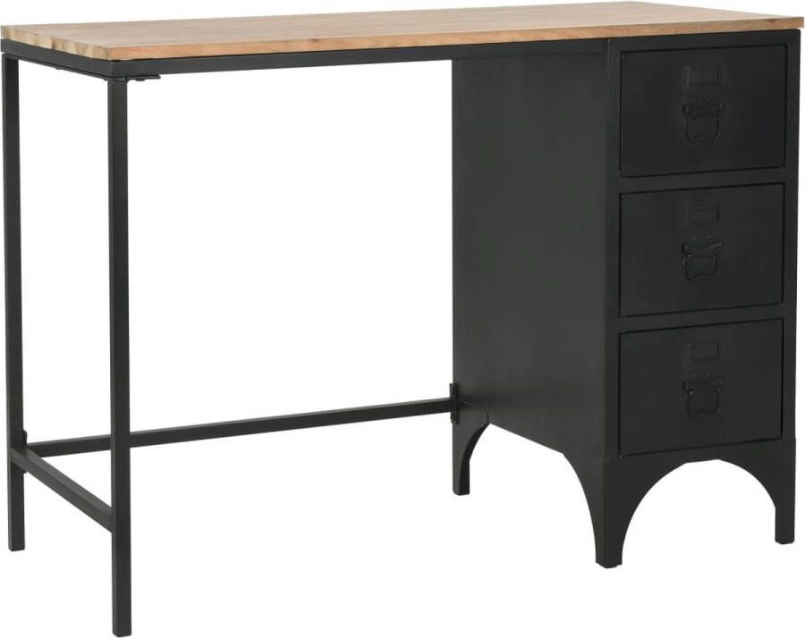 Decoways Bureau 100x50x76 cm massief vurenhout en staal