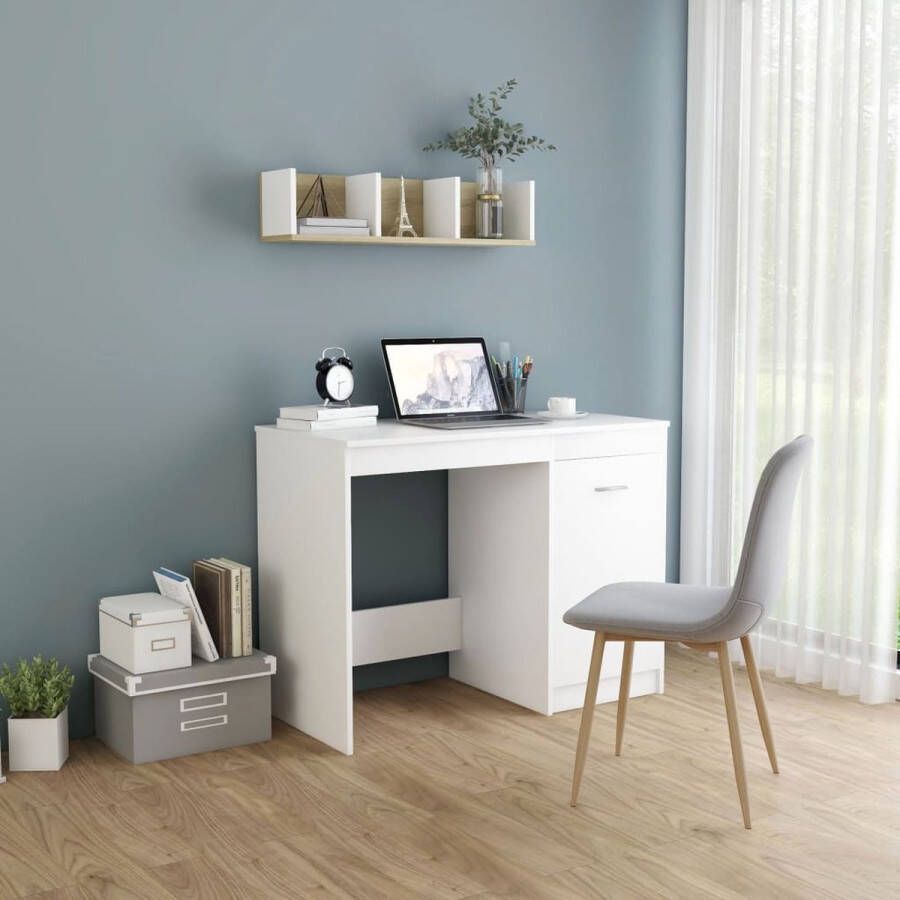 Decoways Bureau 100x50x76 cm spaanplaat wit