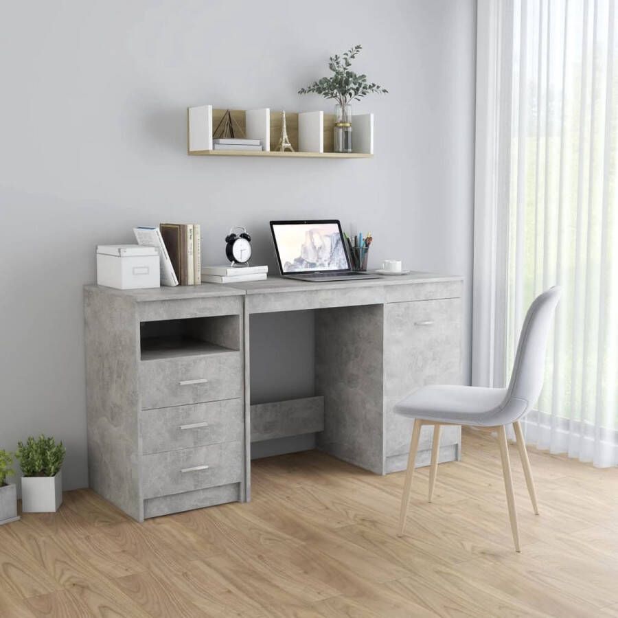 Decoways Bureau 140x50x76 cm spaanplaat betongrijs