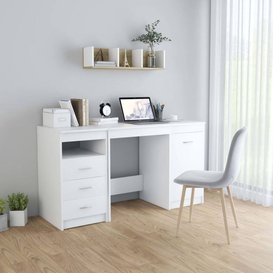 Decoways Bureau 140x50x76 cm spaanplaat wit