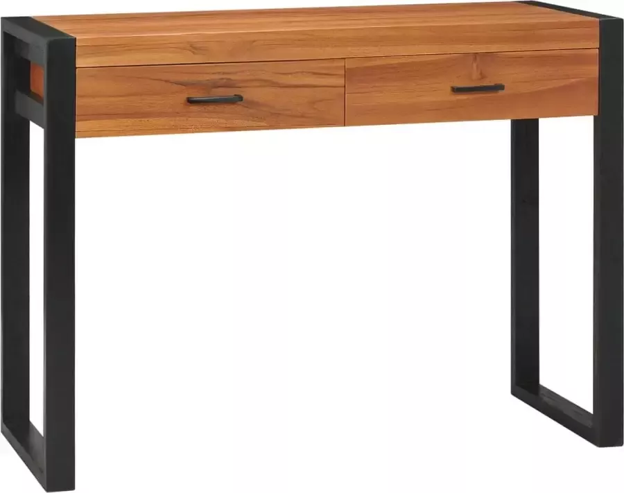 Decoways Bureau met 2 lades 100x40x75 cm gerecycled teakhout