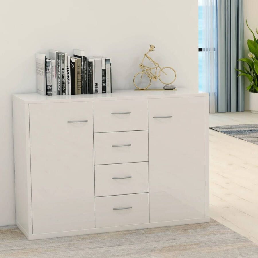 Decoways Dressoir 88x30x65 cm spaanplaat hoogglans wit