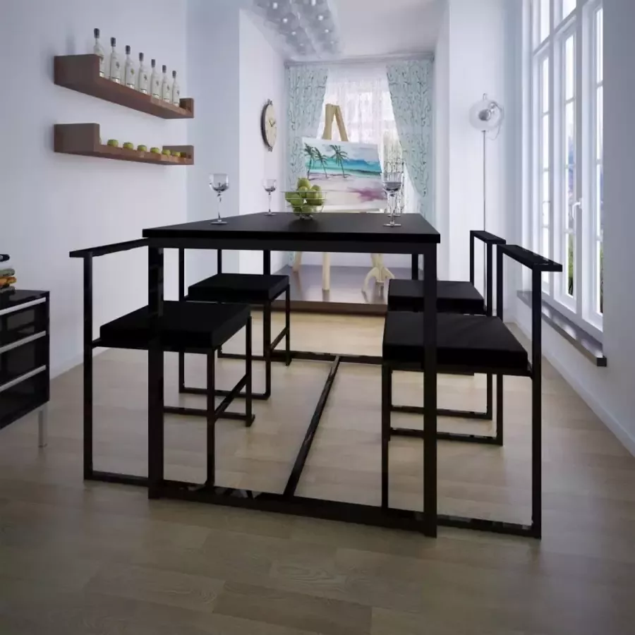 Decoways Eetkamer set 5-delig zwart