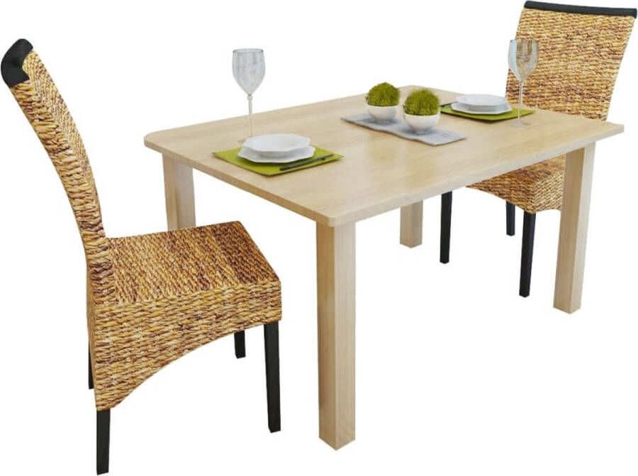 Decoways Eetkamerstoelen 2 stuks abaca en massief mangohout