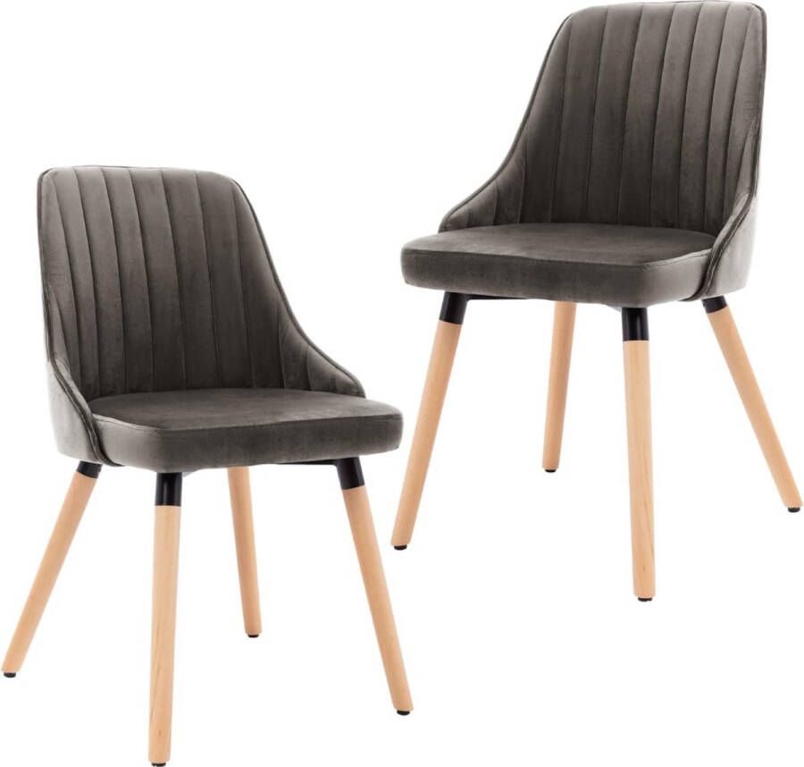 Decoways Eetkamerstoelen 2 stuks fluweel donkergrijs