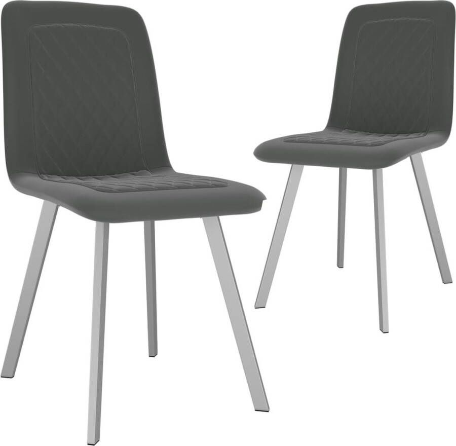 Decoways Eetkamerstoelen 2 stuks fluweel grijs