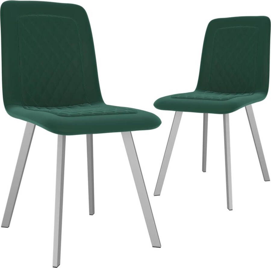 Decoways Eetkamerstoelen 2 stuks fluweel groen