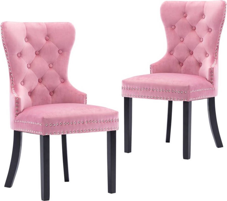 Decoways Eetkamerstoelen 2 stuks fluweel roze