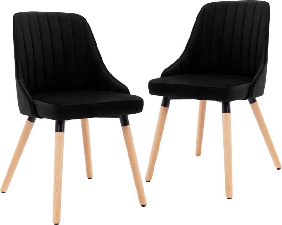 Decoways Eetkamerstoelen 2 stuks fluweel zwart