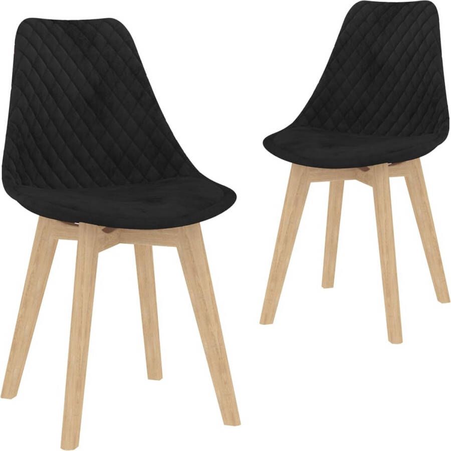 Decoways Eetkamerstoelen 2 stuks fluweel zwart