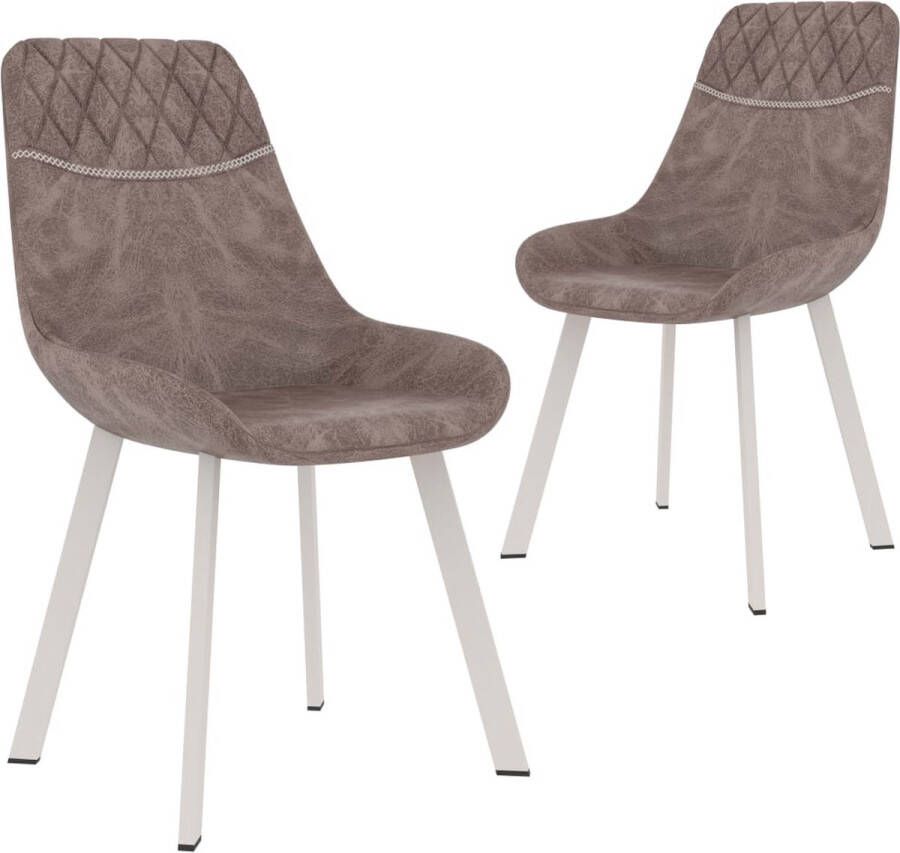 Decoways Eetkamerstoelen 2 stuks kunstleer bruin