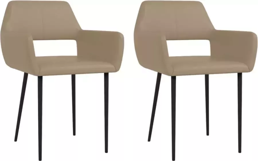 Decoways Eetkamerstoelen 2 stuks kunstleer cappuccinokleurig